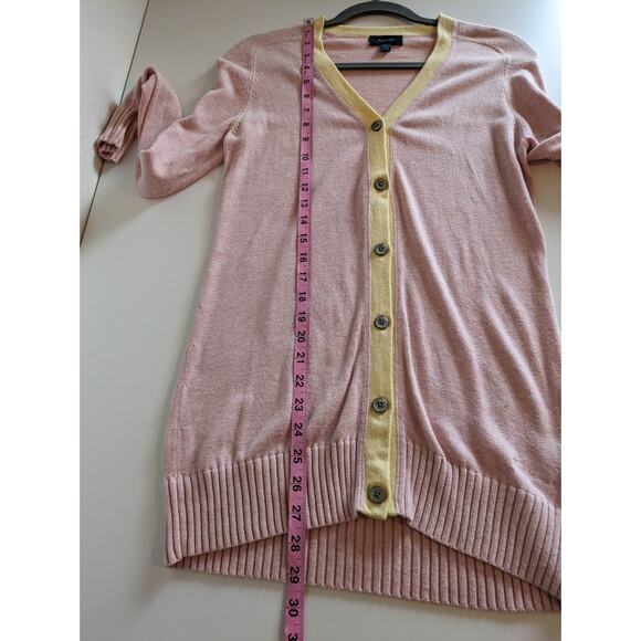 Faconnable Cardigan Sweater Cotton Cashmere Classic Preppy Pink Yellow Size S - Picture 11 of 11